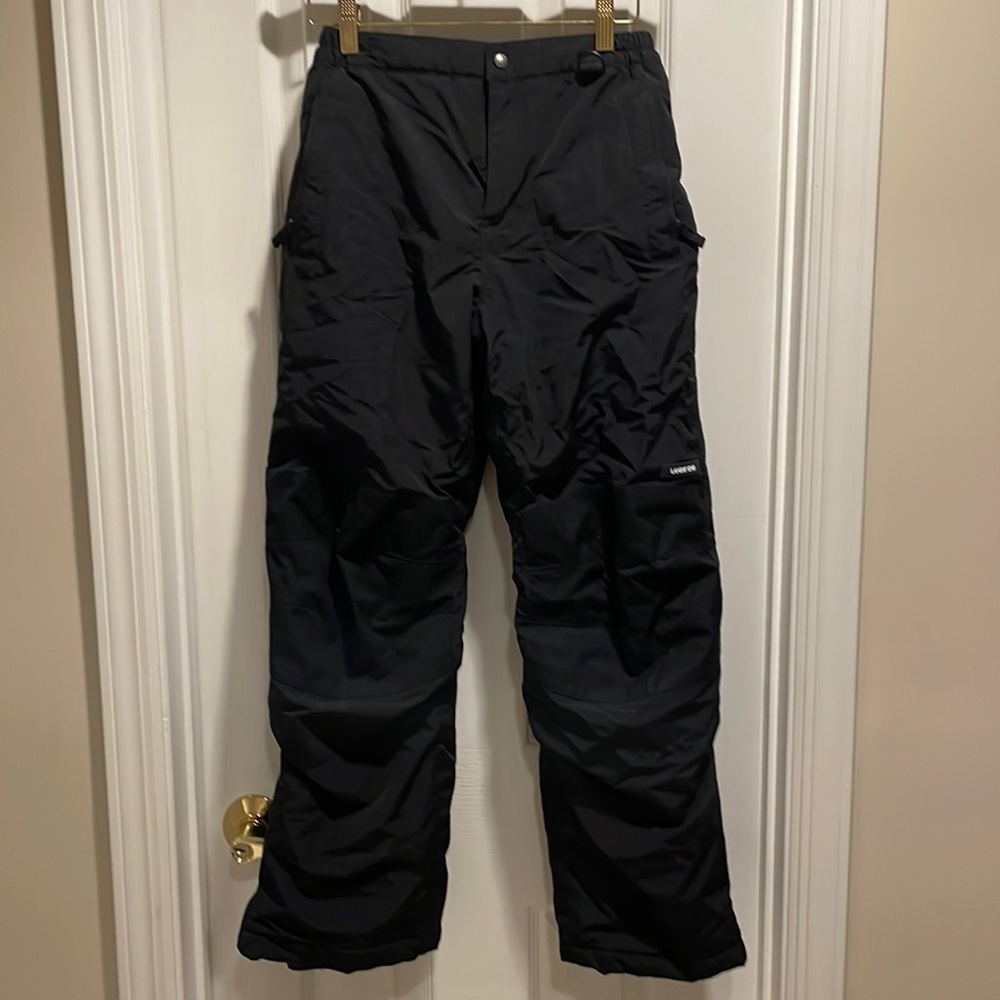 Lands End Boy Girl Black Ski Snowboard Pants Zip leg elastic waist 12S